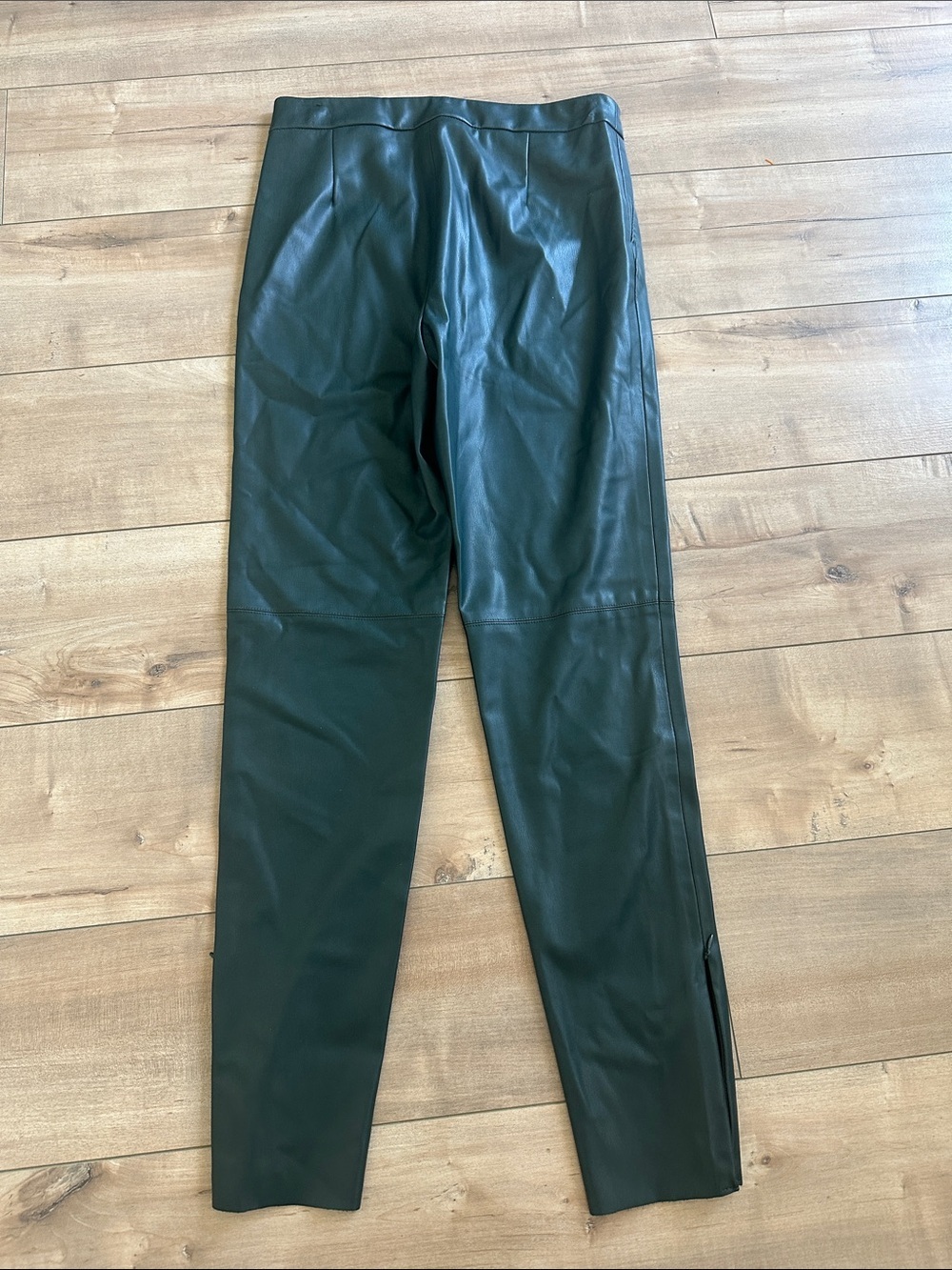 Zara Blogger Favorite Green Faux Leather Leggings Pants Ankle Zip Sz M - Picture 9 of 12